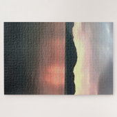 Rosa und blau Ombre Sunset Reflections Landschaft Puzzle (Horizontal)