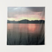 Rosa und blau Ombre Sunset Reflections Landschaft Wandteppich (Vorderseite)