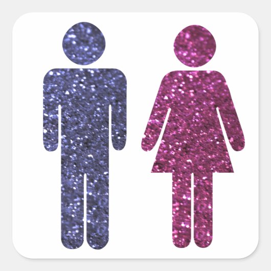 Rosa und Blau Quadratischer Aufkleber (Vorderseite)