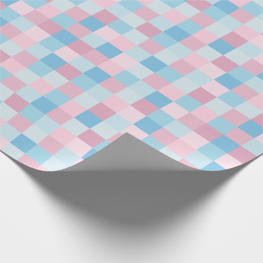 Rosa und Blau quadriert Packpapier (Ecke)