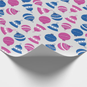Rosa und blau Retro Weihnachtsfeiertage Geschenkpapier