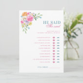 Rosa und Blau sagte er sagte, sie sagte Brautparty Einladung (Stehend Vorderseite)