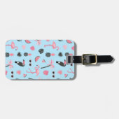 Rosa und Blau Sommer-Tropenmuster Gepäckanhänger (Vorderseite horizontal)
