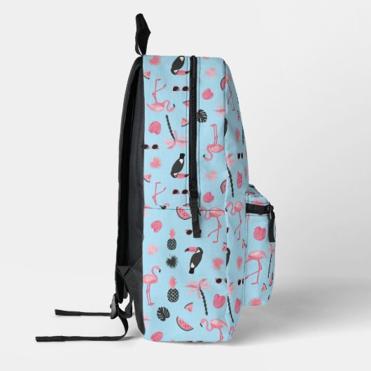 Rosa und Blau Sommer tropisches Muster Bedruckter Rucksack (Links)