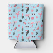 Rosa und Blau Sommer tropisches Muster Dosenkühler (Vorderseite)