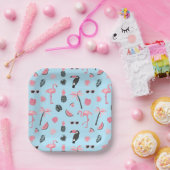 Rosa und Blau Sommer tropisches Muster Pappteller (Party)