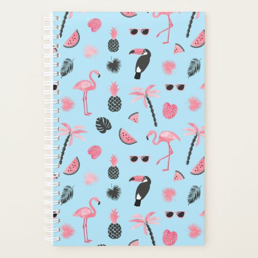 Rosa und Blau Sommer tropisches Muster Planer (Vorderseite)