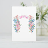 Rosa und Blau Vielen Dank Wisteria Dankeskarte (Stehend Vorderseite)