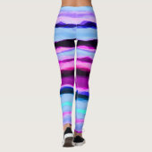 Rosa und blaue Abstrakte Streifen Leggings (Rückseite)