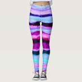 Rosa und blaue Abstrakte Streifen Leggings (Vorderseite)