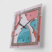 Rosa und blaue Abstrakte Wall-Uhr Quadratische Wanduhr (Winkel)