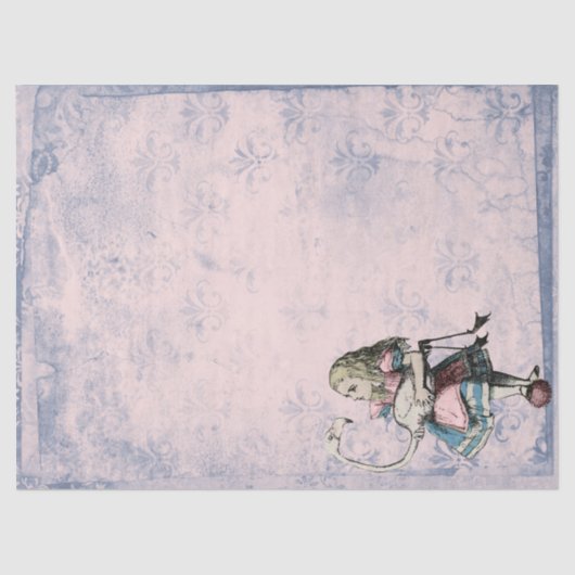 Rosa und blaue Alice im Wunderland mit Flamingo Seidenpapier (Vorderseite)