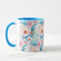 Rosa und blaue Aquarell-Blumen