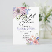 Rosa und blaue Aquarellblumen - Einladung (Stehend Vorderseite)