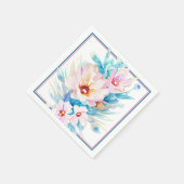 Rosa und blaue Aquarellblumen Serviette (Ecke)
