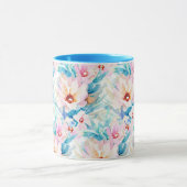 Rosa und blaue Aquarellblumen Tasse (Zentrum)