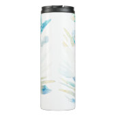 Rosa und blaue Aquarellblumen Thermosbecher (Rückseite)