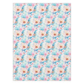 Rosa und blaue Aquarellblumen Tischdecke (Vorderseite)