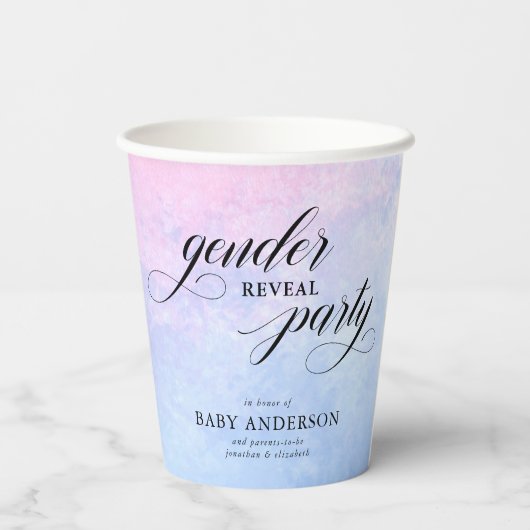 Rosa und blaue Aquarellfarbe Party Pappbecher (Rückseite)