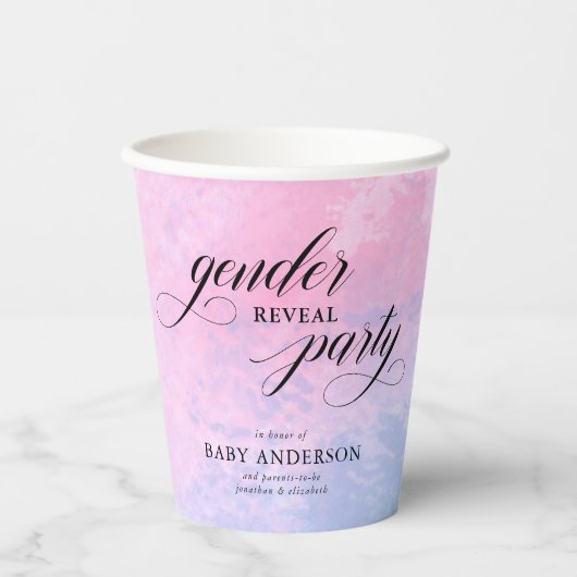 Rosa und blaue Aquarellfarbe Party Pappbecher (Vorderseite)