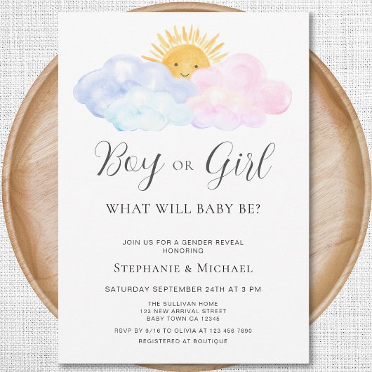 Rosa und blaue Aquarellfärbung Einladung