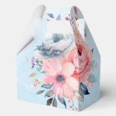 Rosa und blaue Aquarellflöten auf blau Geschenkschachtel (Rückseite)