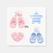 Rosa und Blaue Baby Schuhe Sie oder Er? Geschlecht Serviette (Vorderseite)