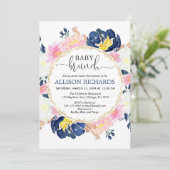 Rosa und blaue Babybrunch-Dusche, geschlechtsneutr Einladung (Stehend Vorderseite)