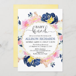 Rosa und blaue Babybrunch-Dusche, geschlechtsneutr Einladung