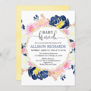 Rosa und blaue Babybrunch-Dusche, geschlechtsneutr Einladung