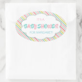Rosa und blaue Babydusche Ovaler Aufkleber (Tasche)