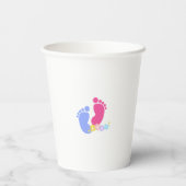 Rosa und blaue Babyfußabdrücke Pappbecher (Rückseite)