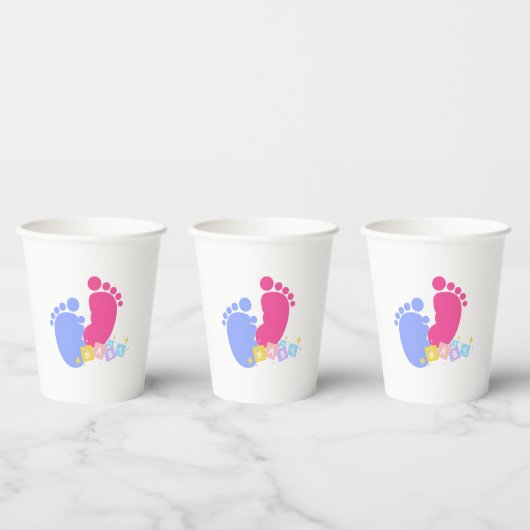 Rosa und blaue Babyfußabdrücke Pappbecher (Multi)