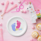 Rosa und blaue Babyfußabdrücke Pappteller (Party)