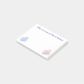 Rosa und blaue Babysocken Post-it Klebezettel (angewinkelt)