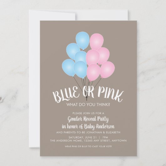 Rosa und blaue Balkone Geschlechtsverkehr Party Einladung (Vorderseite)