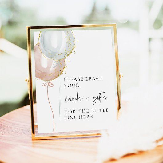 Rosa und blaue Ballon Gender-Aufdeckung Karten + G Poster