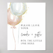 Rosa und blaue Ballon Gender-Aufdeckung Karten + G Poster (Vorne)