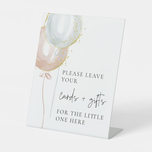 Rosa und blaue Ballon Gender-Aufdeckung Karten + G Sockelschild (Vorderseite)