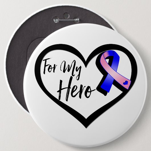 Rosa und blaue Bänder für mein Held Button (Vorne & Hinten)