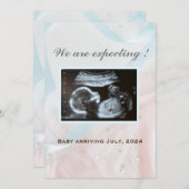 Rosa und blaue Bänder mit Baby-Ultraschall Ankündigung (Vorne/Hinten)