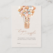 Rosa und blaue Bärenballons Windeln Raffel Tickets Begleitkarte (Vorderseite)