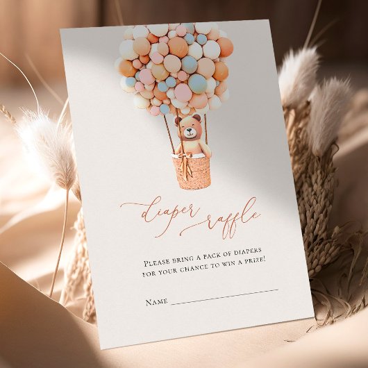 Rosa und blaue Bärenballons Windeln Raffel Tickets Begleitkarte