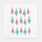 Rosa und blaue Bäume Frohe Weihnachten Weihnachten Serviette (Vorderseite)