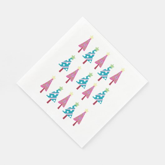 Rosa und blaue Bäume Frohe Weihnachten Weihnachten Serviette (Ecke)