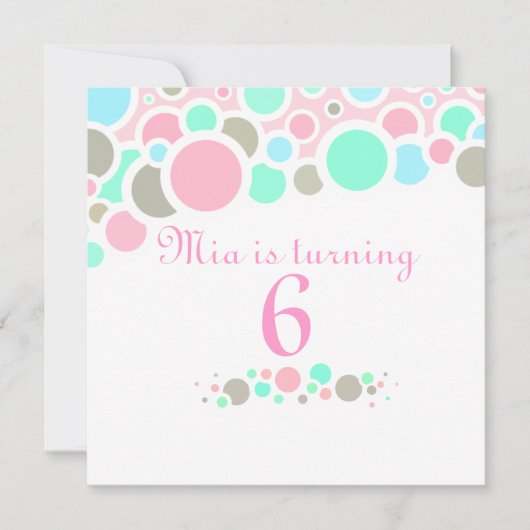 Rosa und blaue Blasen Einladung zum Geburtstag (Vorderseite)