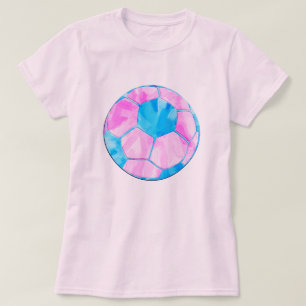 Rosa und blaue blaue Fußballball-Gefärbte Krawatte T-Shirt