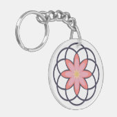 rosa und blaue Blume-Design Acryl Schlüsselanhänger (Vorderseite links)