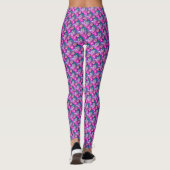 Rosa und blaue Blume Design Muster Leggings (Rückseite)