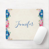 Rosa und blaue Blume Extravagant Mousepad (Mit Mouse)